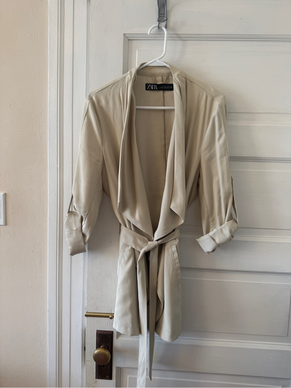 Zara Beige Open-Front Lightweight Jacket